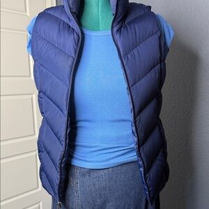 Lands’ End Navy Quilted Puffer Vest Women’s S Lightweight Zip Packable